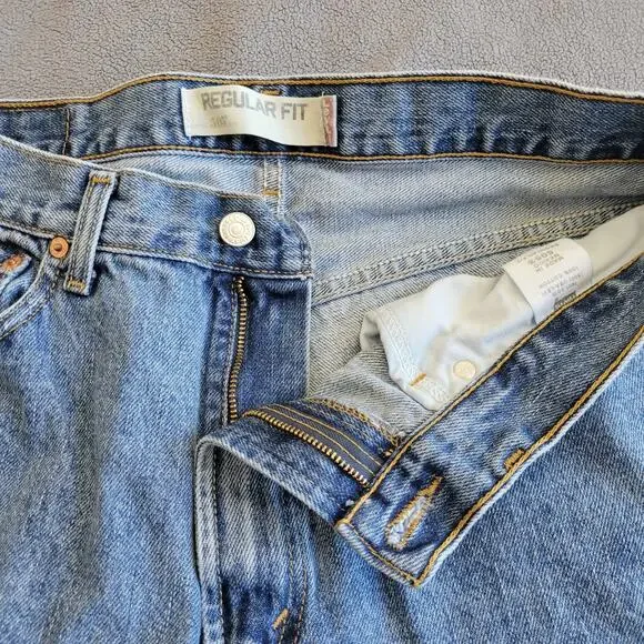 LEVIS 505 JEANS Mens 34x32 Regular Fit Medium Wash Denim Classic Bike Motor - Picture 4 of 14